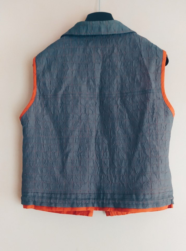 Gri Keten yelek Fermuarlı Ceket - Görsel 4