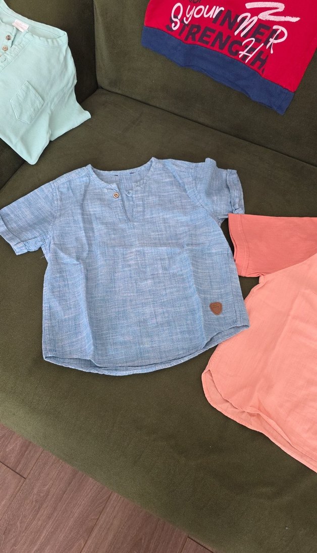 Erkek Çocuk Düğmeli Kısa Kollu Pamuklu gömlek - Görsel 2