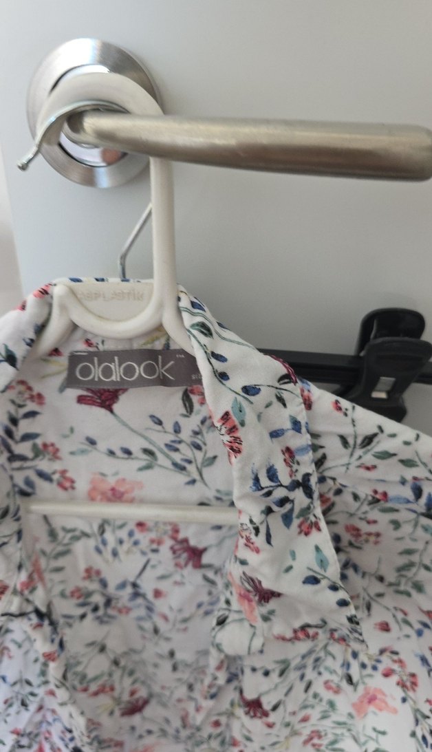 Çiçek Desenli Kısa Kollu Mini Gömlek - Görsel 3