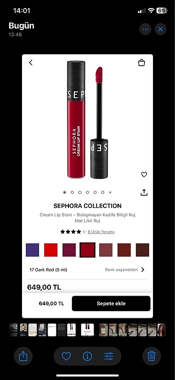 Sephora 17 numara likit ruj