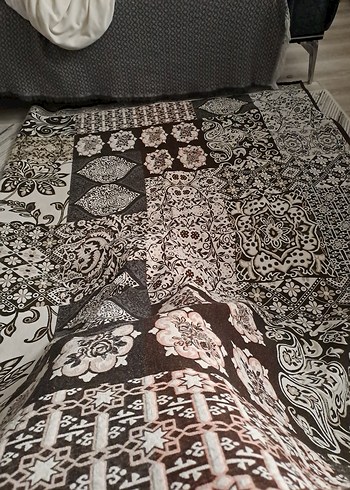 Bohem Gri Desenli Halı ortusu - Görsel 3