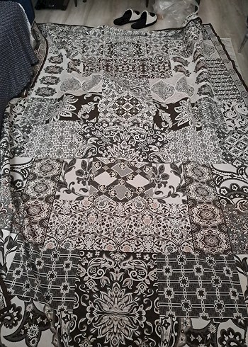 Bohem Gri Desenli Halı ortusu - Görsel 2