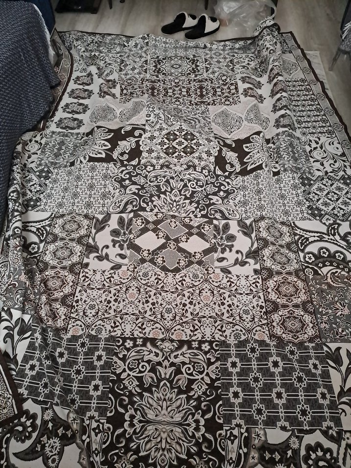 Bohem Gri Desenli Halı ortusu - Görsel 2