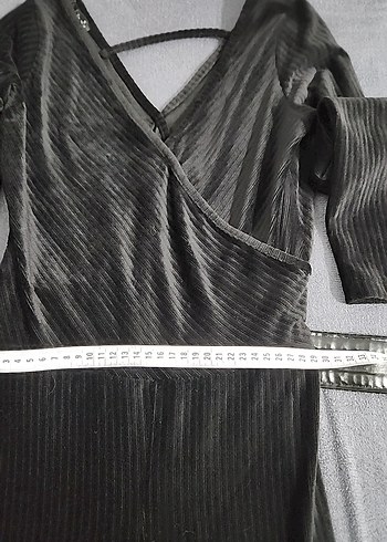 Siyah Kadife Kadın Uzun Tulum - Görsel 4