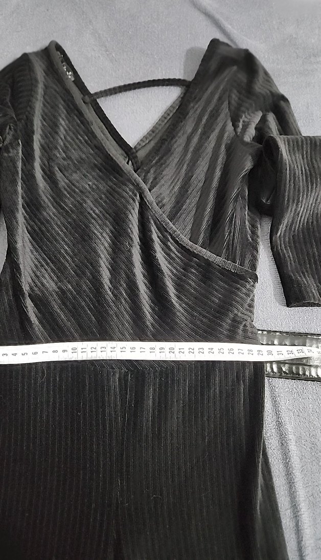 Siyah Kadife Kadın Uzun Tulum - Görsel 4