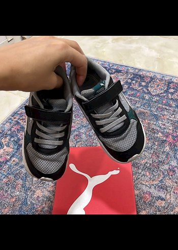 Puma Erkek Çocuk Gri Spor Ayakkabı Velcro