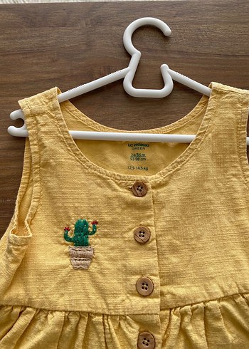 24-36 Ay Beden LC Waikiki Sarı Kız Çocuk Keten Elbise