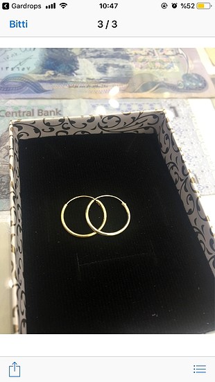 Gold renkli gümüş küpe 15mm