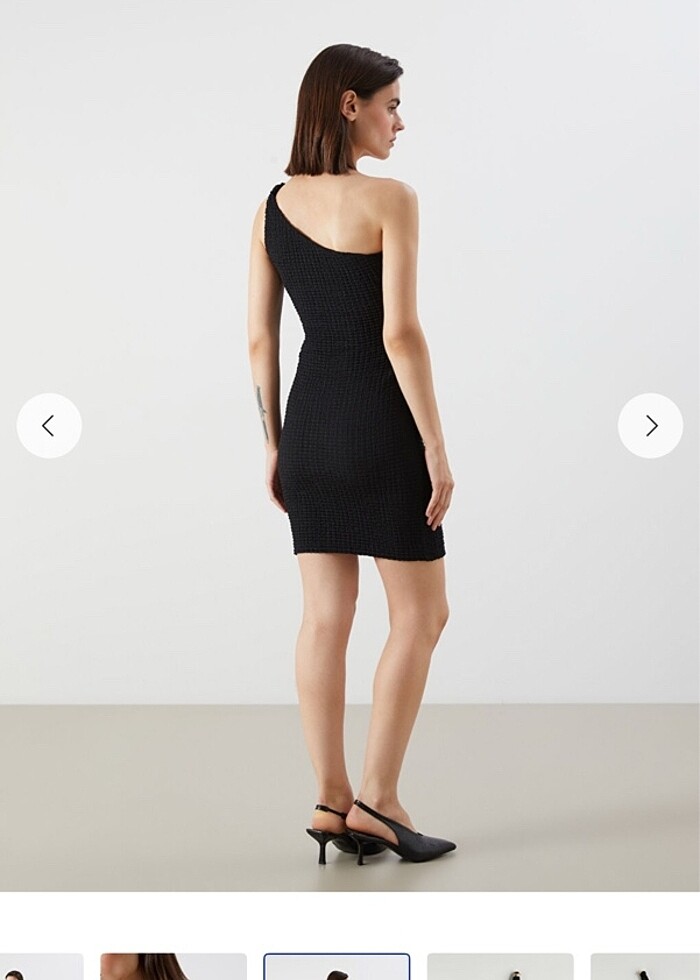 Siyah tek omuz elbise - Görsel 3