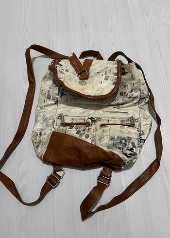 LC Waikiki Vintage Sehir Desenli Kahverengi Canta