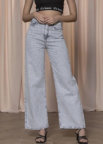 Yüksel bel wide leg bol paça kot