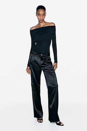 Zara saten kargo pantolon