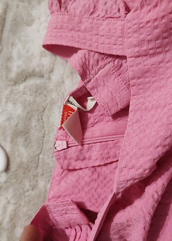 24-36 Ay Beden pembe Renk Kız Çocuk Pembe Fırfırlı Kolsuz Elbise