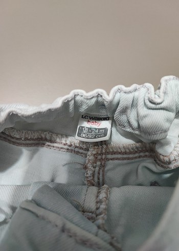 18-24 Ay Beden Gri Düğmeli Kız Denim Şort