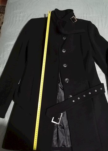 Düğmeli Siyah Kaban - Görsel 6