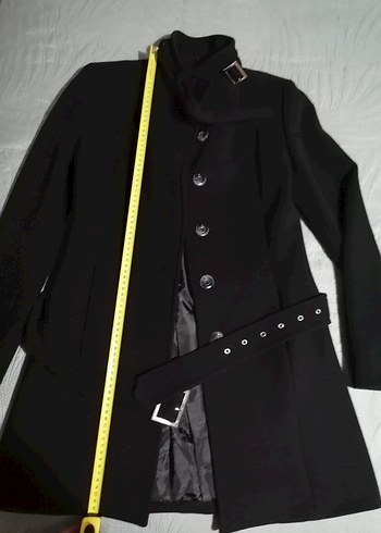 Düğmeli Siyah Kaban - Görsel 5