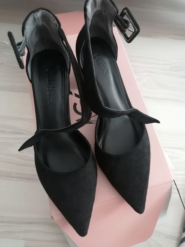 Siyah Kadın kısa  Topuklu Ayakkabı - Görsel 2