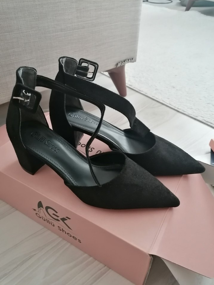 Siyah Kadın kısa  Topuklu Ayakkabı - Görsel 3