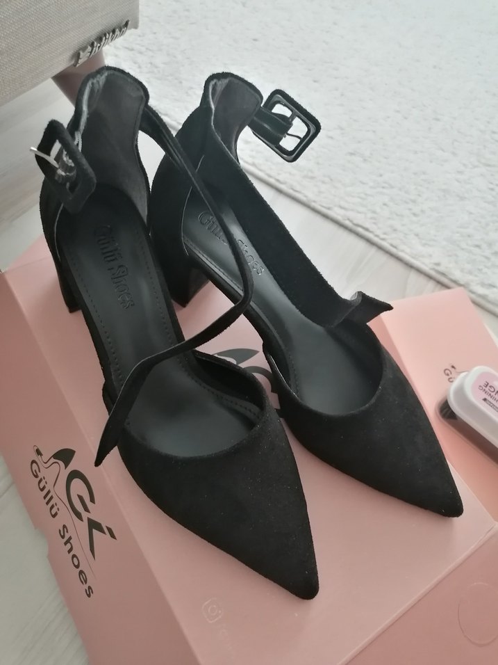 Siyah Kadın kısa  Topuklu Ayakkabı - Görsel 5