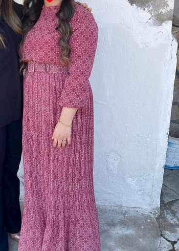Pembe Bohem Uzun Elbise