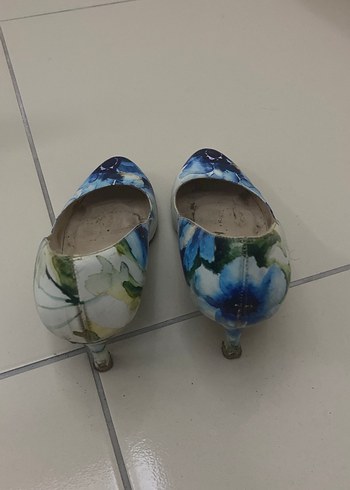 Mavi Batik Desenli Dolgu Topuklu Kadın Babet - Görsel 2