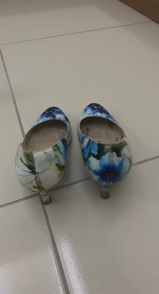 Mavi Batik Desenli Dolgu Topuklu Kadın Babet - Görsel 2