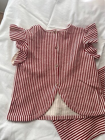 Zara Kırmızı beyaz çizgili Yazlık üst