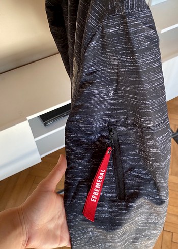 m Beden Gri Baskılı Denim Bomber Ceket