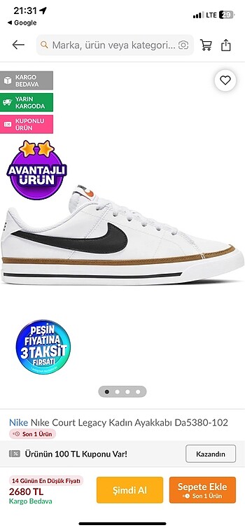 Nike court legacy kadın ayakkabı