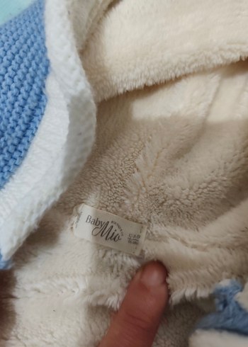 Mavi Kapüşonlu Erkek Çocuk Triko Hırka - Görsel 2