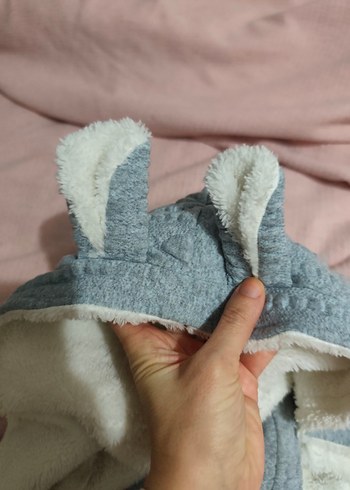 Kürk Detaylı Kapüşonlu Gri Bebek Tulumu - Görsel 2