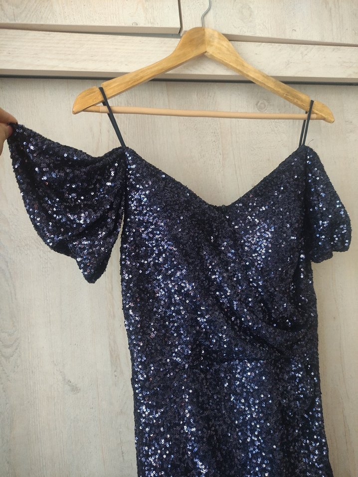 lacivert payetli elbise - Görsel 2