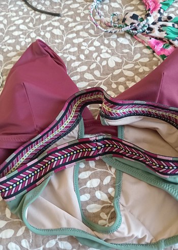 Nakışlı Bohem Renkli Bikini Üstü ve altı