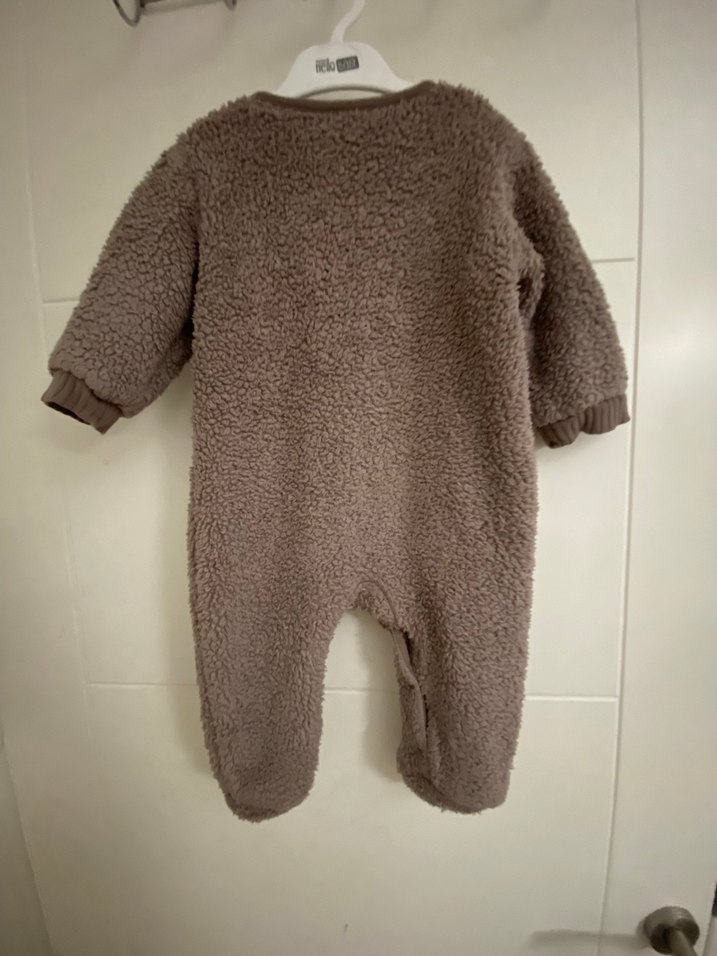 Düğmeli Kahverengi Bebek Tulum - Görsel 2