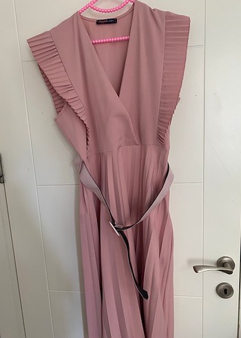 Pudra Klasik Model Elbise - Görsel 2