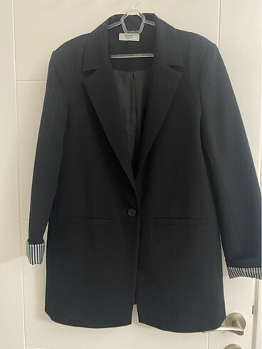 People By Fabrka siyah uzun blazer ceket