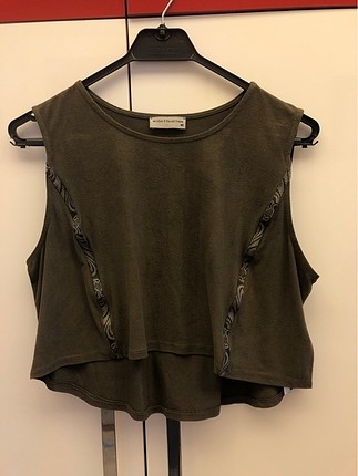 Yeşil, Süet dokulu Crop Top