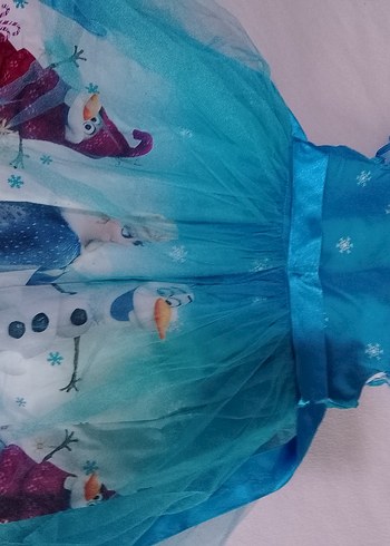 Kolsuz Baskılı Mavi Kız Elbises Elsa