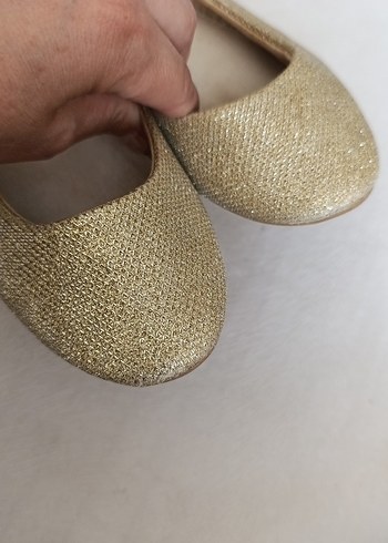 Parlak Altın Kız Çocuk Babet Ayakkabı - Görsel 6