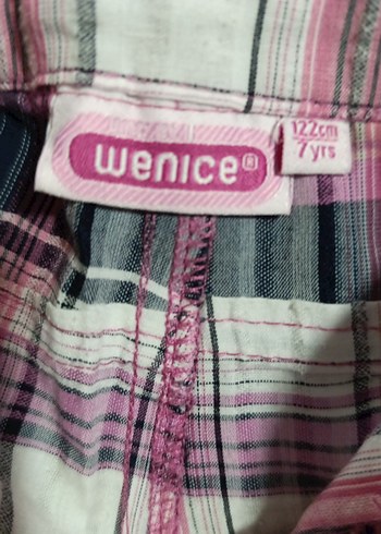 Kızlar için düğmeli pembe kareli şort - Görsel 5