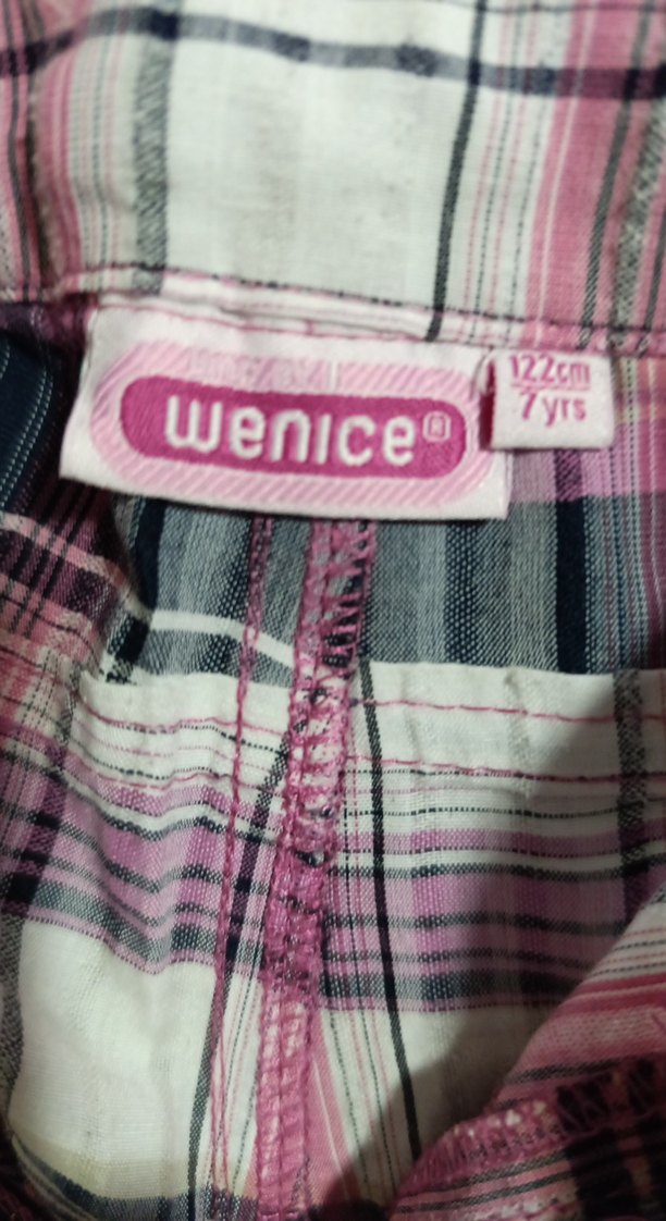 Kızlar için düğmeli pembe kareli şort - Görsel 5