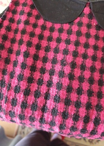 Düğmeli, Yakalı Pembe Desenli Bolero - Görsel 3