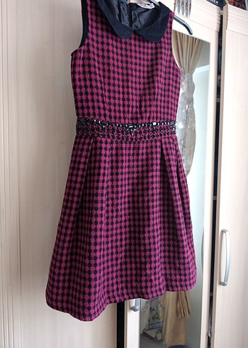 Düğmeli, Yakalı Pembe Desenli Bolero - Görsel 9