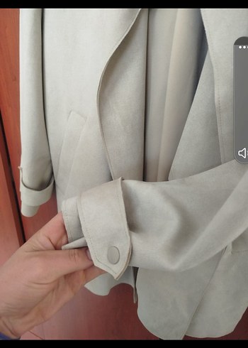 Bej Süet Kadın Trençkot - Görsel 2