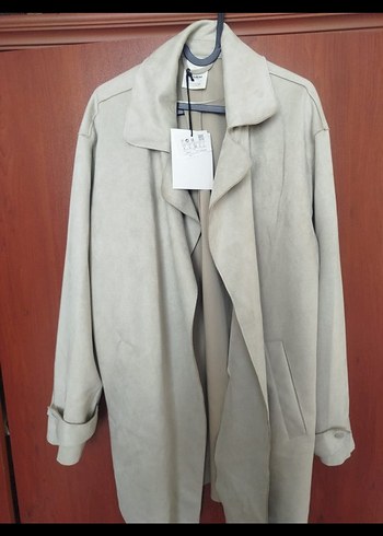 Bej Süet Kadın Trençkot - Görsel 5