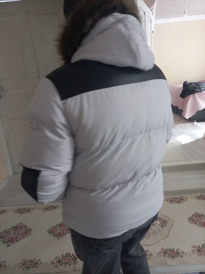 Erkek Gri Puff Mont Yüksek Yakalı - Görsel 3