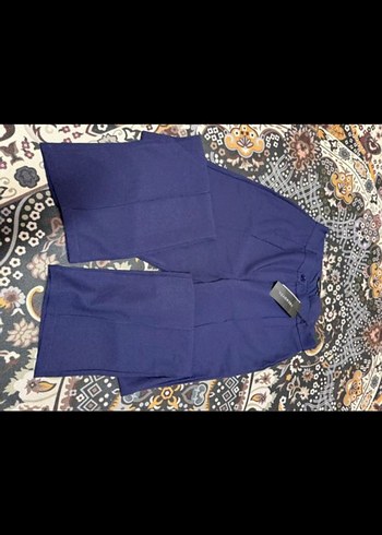 Kadın Lacivert Kemerli Kumaş Pantolon - Görsel 2