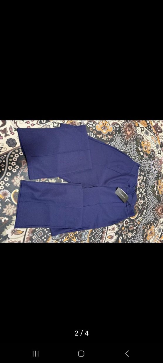 Kadın Lacivert Kemerli Kumaş Pantolon - Görsel 2