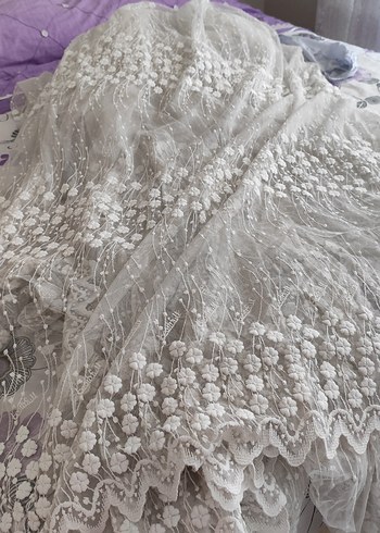 Bohem Nakışlı Beyaz Perde 5.metre tane