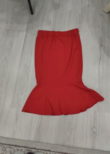 Kırmızı Volanlı Midi Hamile Eteği - Görsel 2